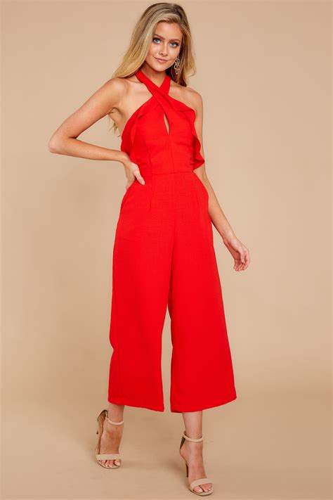 red sexy jumpsuit|red full body jumpsuit.